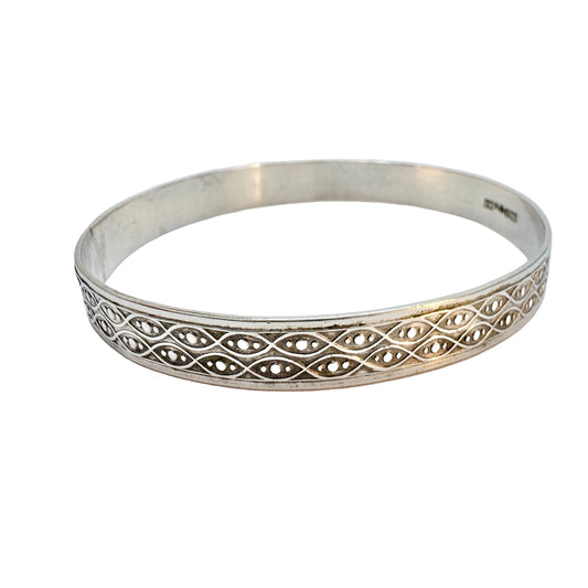 Victor Janson, Sweden 1963. Vintage Solid Silver Bangle Bracelet.