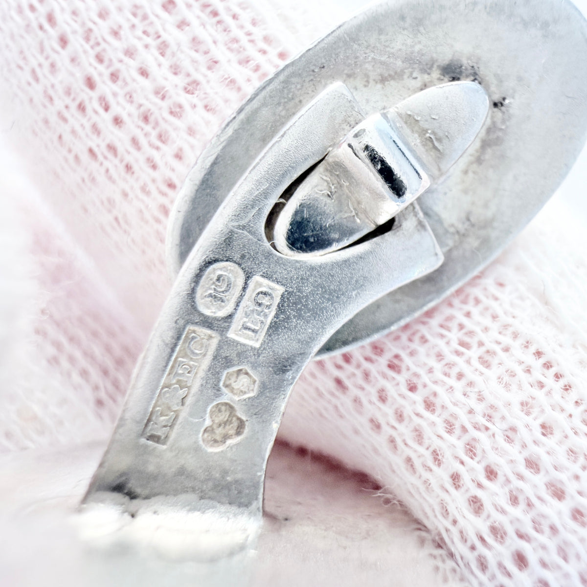 Ceson, Sweden 1961. Vintage Solid Silver Granite Cufflinks.
