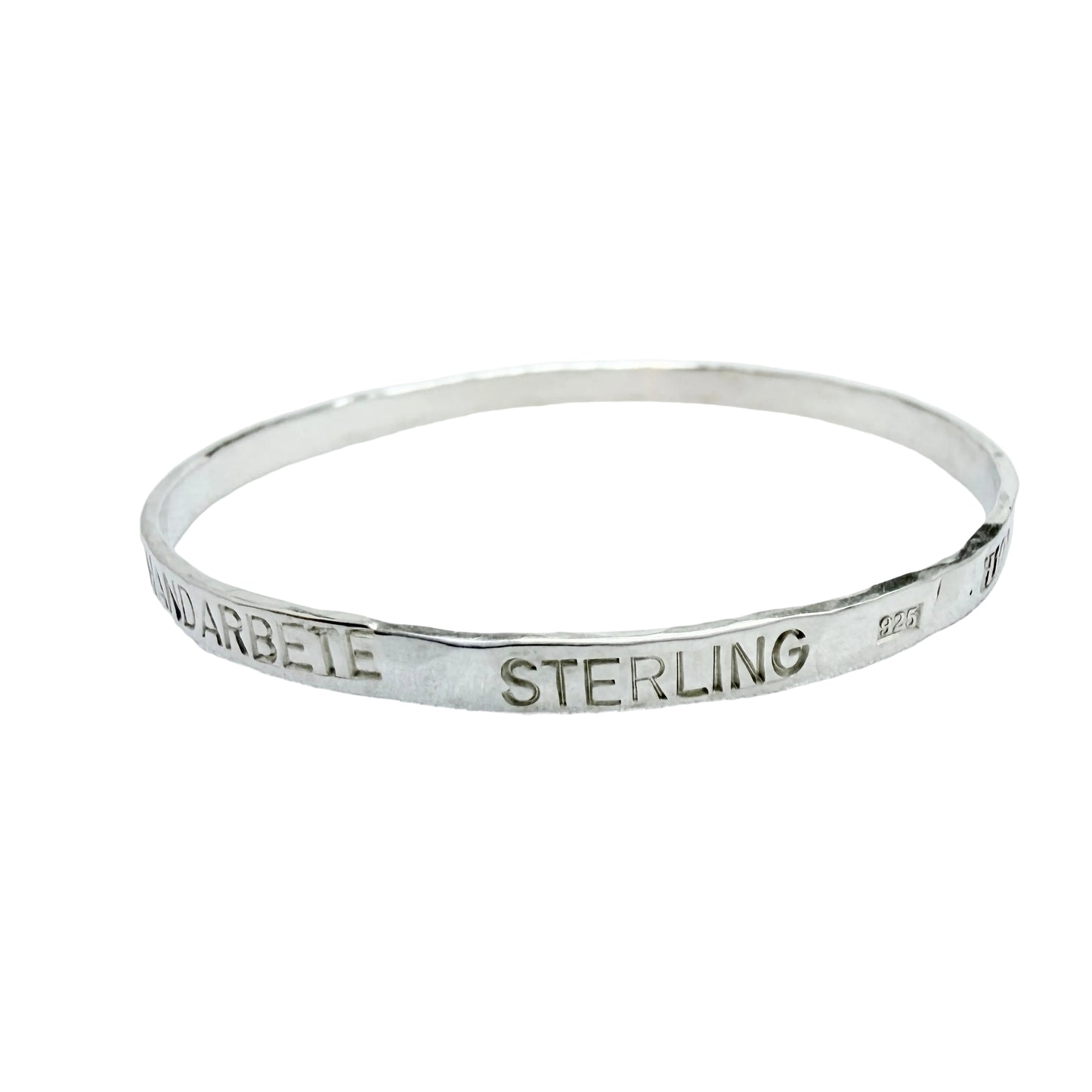 Sweden 1982. Vintage Hammered Sterling Silver Bangle Bracelet.