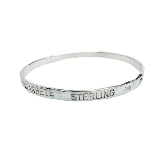 Sweden 1982. Vintage Hammered Sterling Silver Bangle Bracelet.