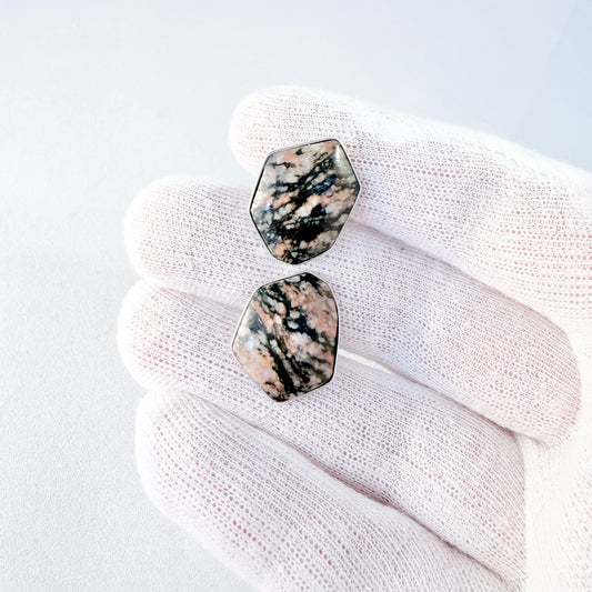 Ceson, Sweden 1961. Vintage Solid Silver Granite Cufflinks.