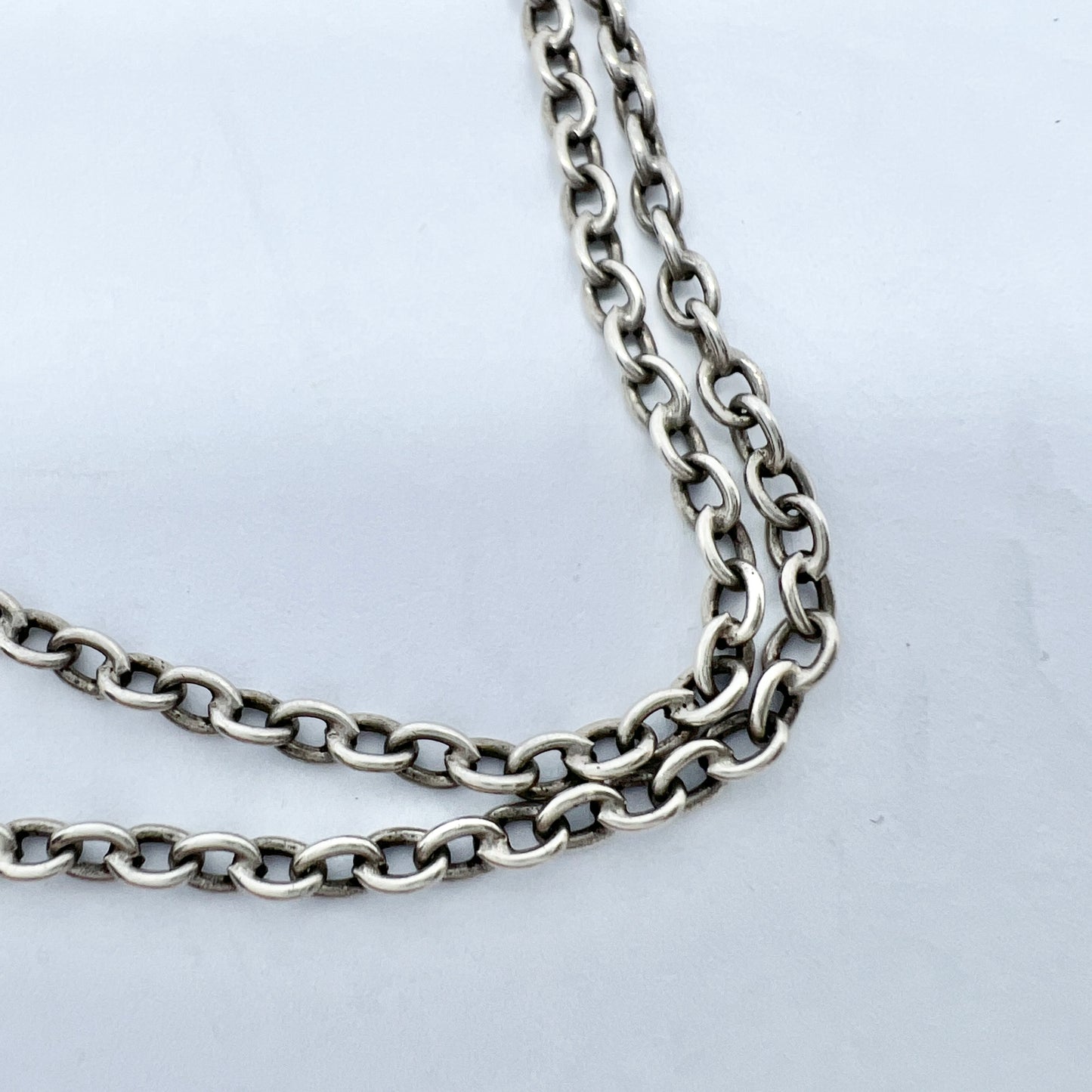 Antique Solid Silver 56 inch Longuard Chain Necklace.