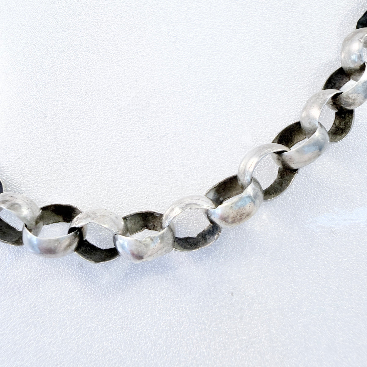Frans Holm, Sweden 1862. Antique Solid Silver Hand-soldered Chain Necklace.
