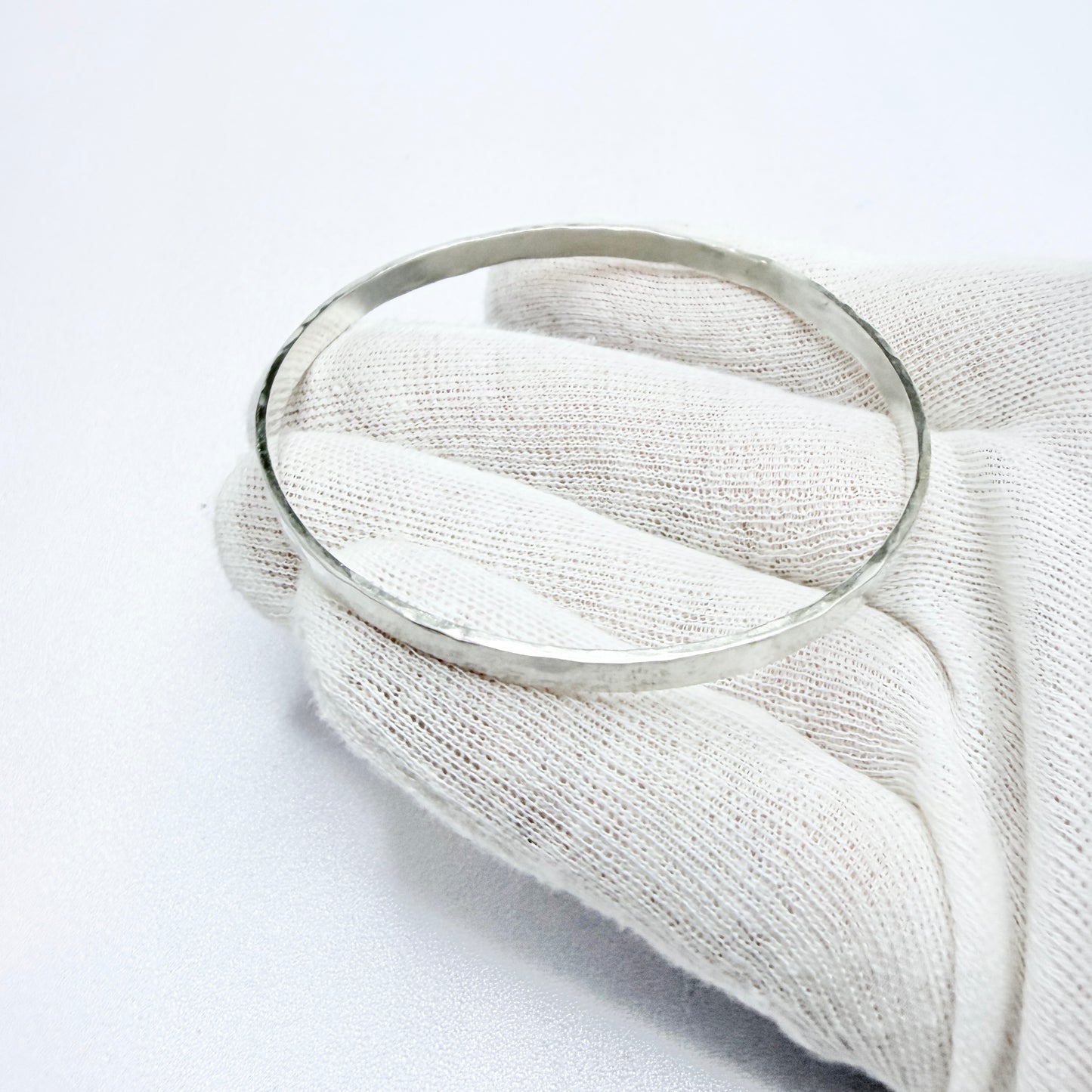 Sweden 1982. Vintage Hammered Sterling Silver Bangle Bracelet.