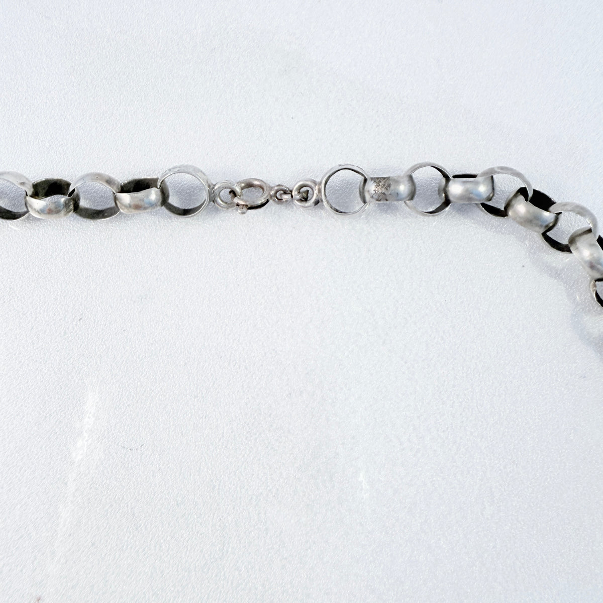 Frans Holm, Sweden 1862. Antique Solid Silver Hand-soldered Chain Necklace.