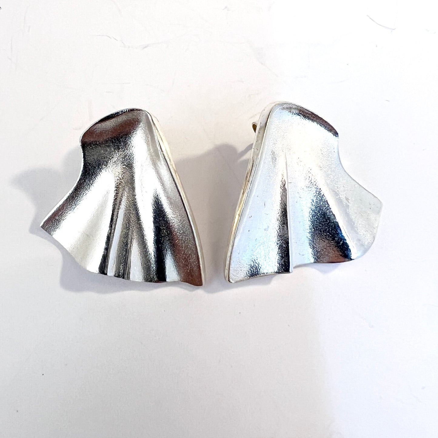 Bjorn Weckstrom Lapponia Finland 1987. Large Vintage Sterling Silver Earrings.