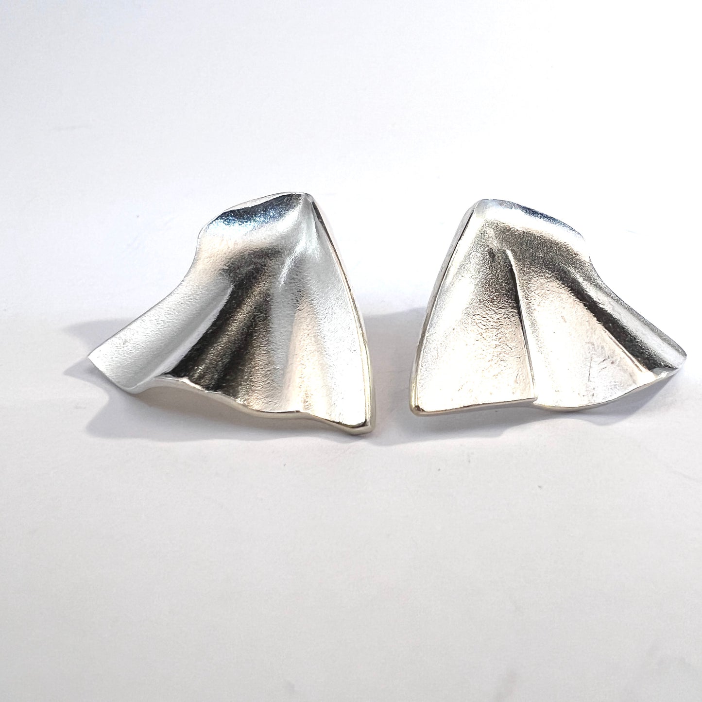 Bjorn Weckstrom Lapponia Finland 1987. Large Vintage Sterling Silver Earrings.