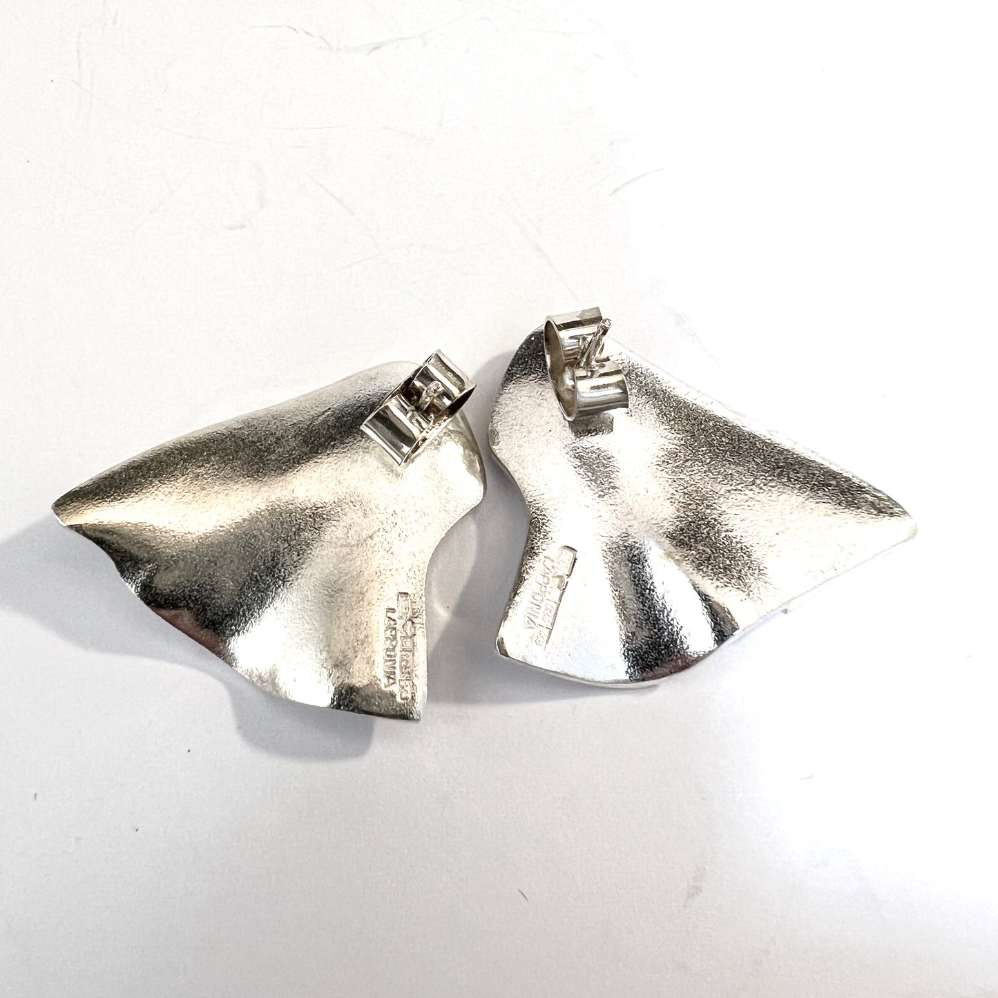 Bjorn Weckstrom Lapponia Finland 1987. Large Vintage Sterling Silver Earrings.