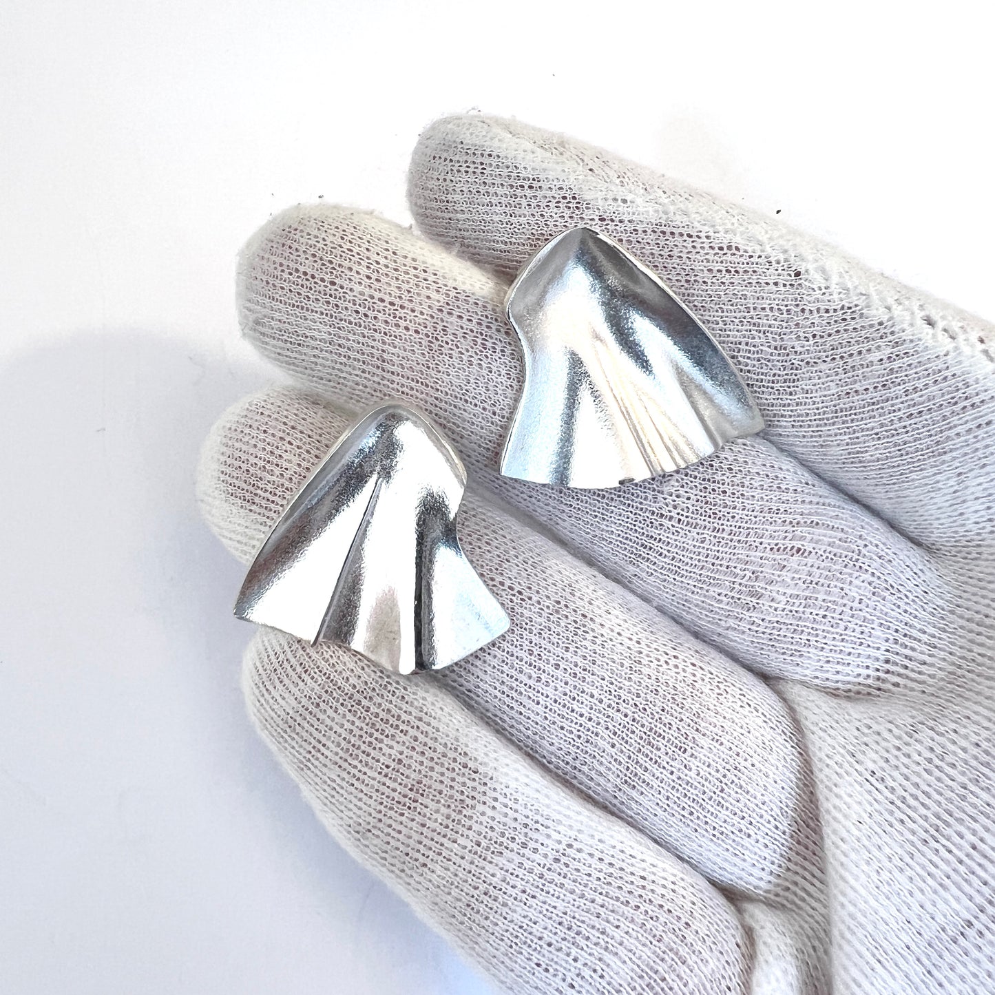 Bjorn Weckstrom Lapponia Finland 1987. Large Vintage Sterling Silver Earrings.