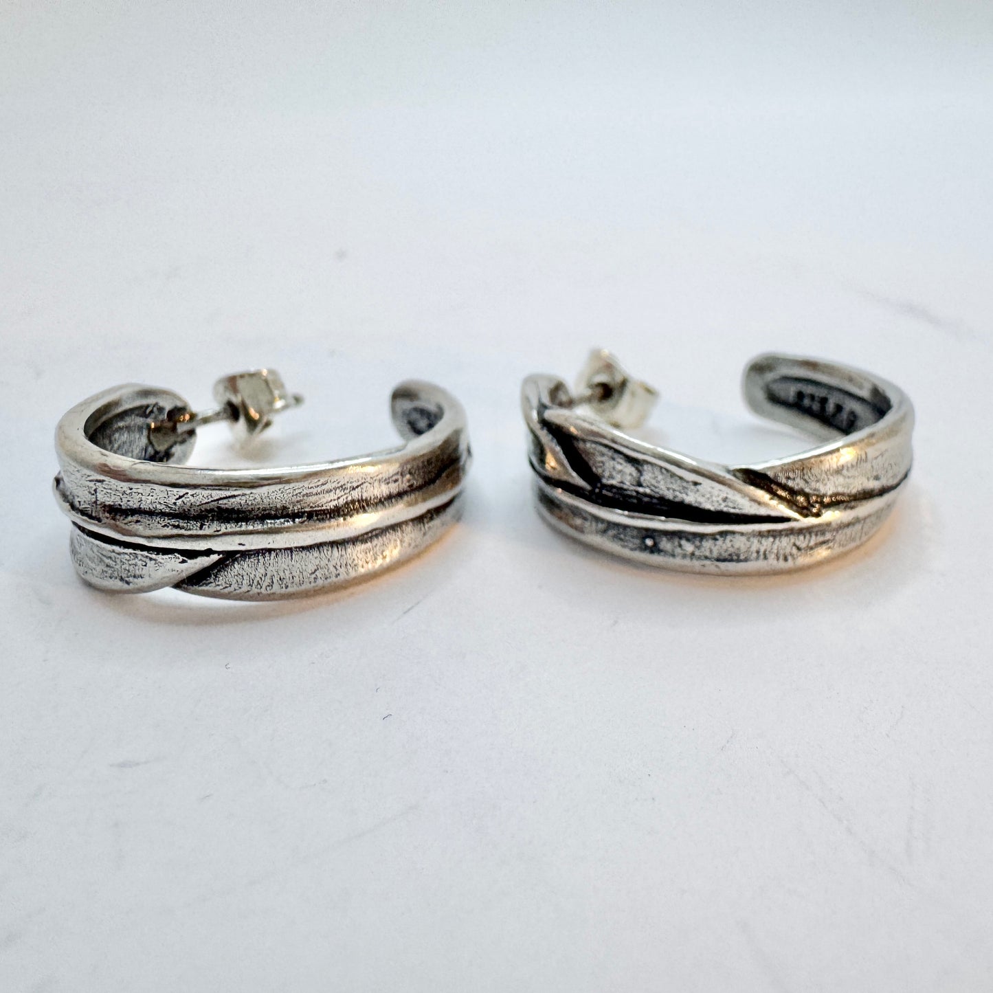 Vintage Organic Sterling Silver Earrings.