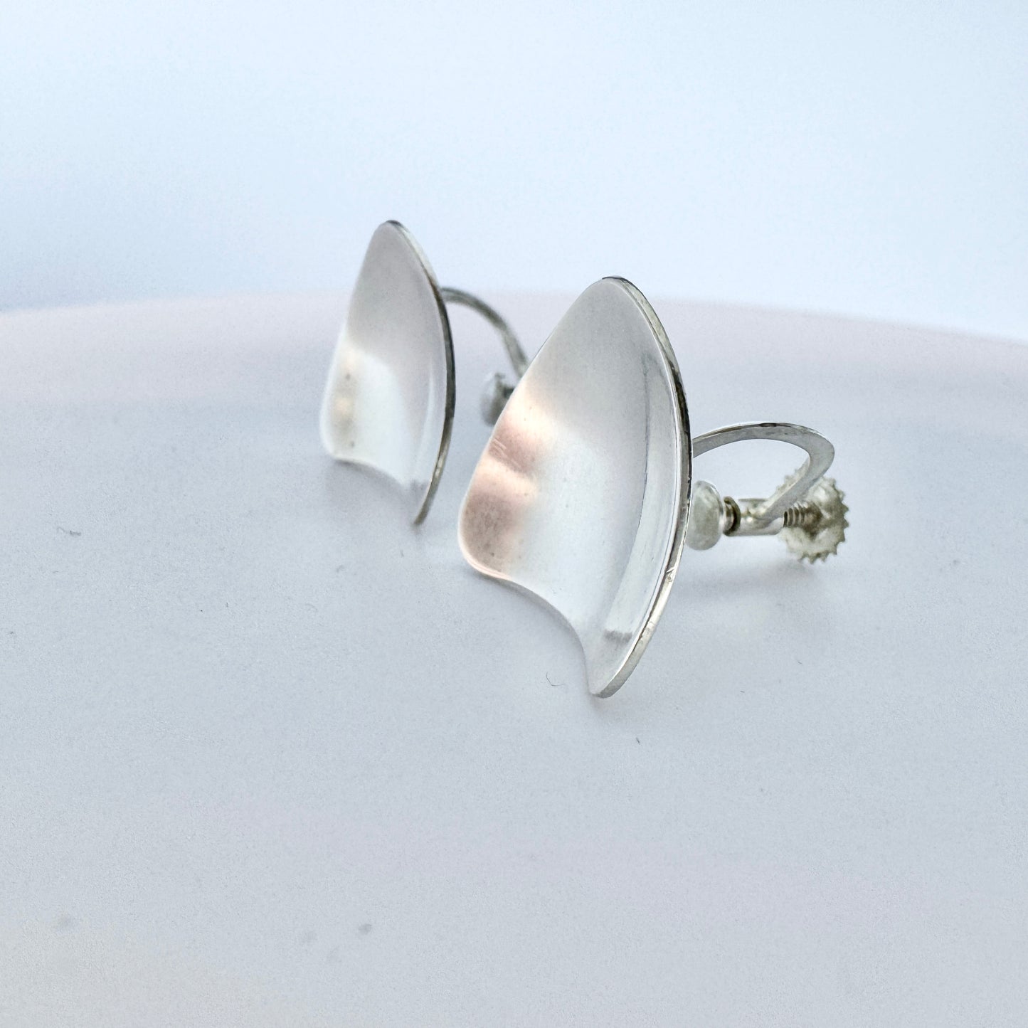 Atelier Borgila, Sweden 1956. Vintage Sterling Silver Earrings.