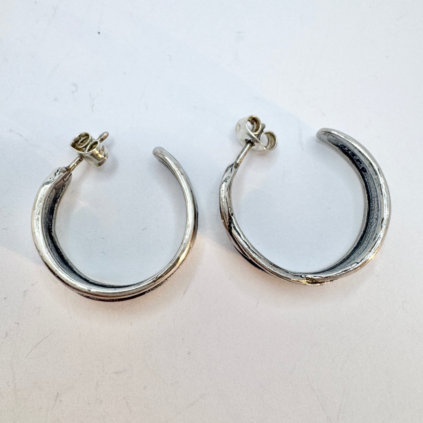 Vintage Organic Sterling Silver Earrings.