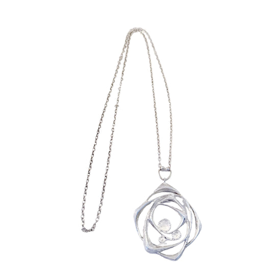 Karl Laine for Sten & Laine, Finland 1974. Large Vintage Sterling Silver Orbital Pendant Necklace.