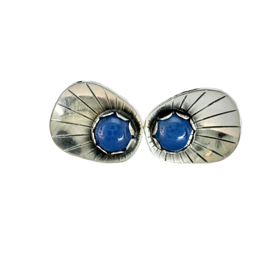 Alton, Sweden 1956. Vintage Sterling Silver Chalcedony Earrings.