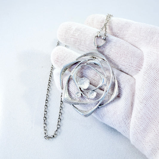 Karl Laine for Sten & Laine, Finland 1974. Large Vintage Sterling Silver Orbital Pendant Necklace.