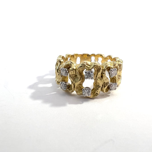 Vicenza, Italy. Vintage 18k Gold Diamond Ring.