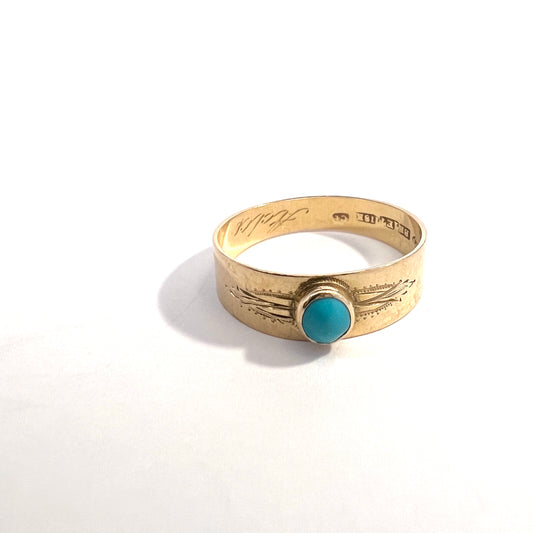 Bernhard Hertz, Sweden 1907. Antique 18k Gold Turquoise Ring.