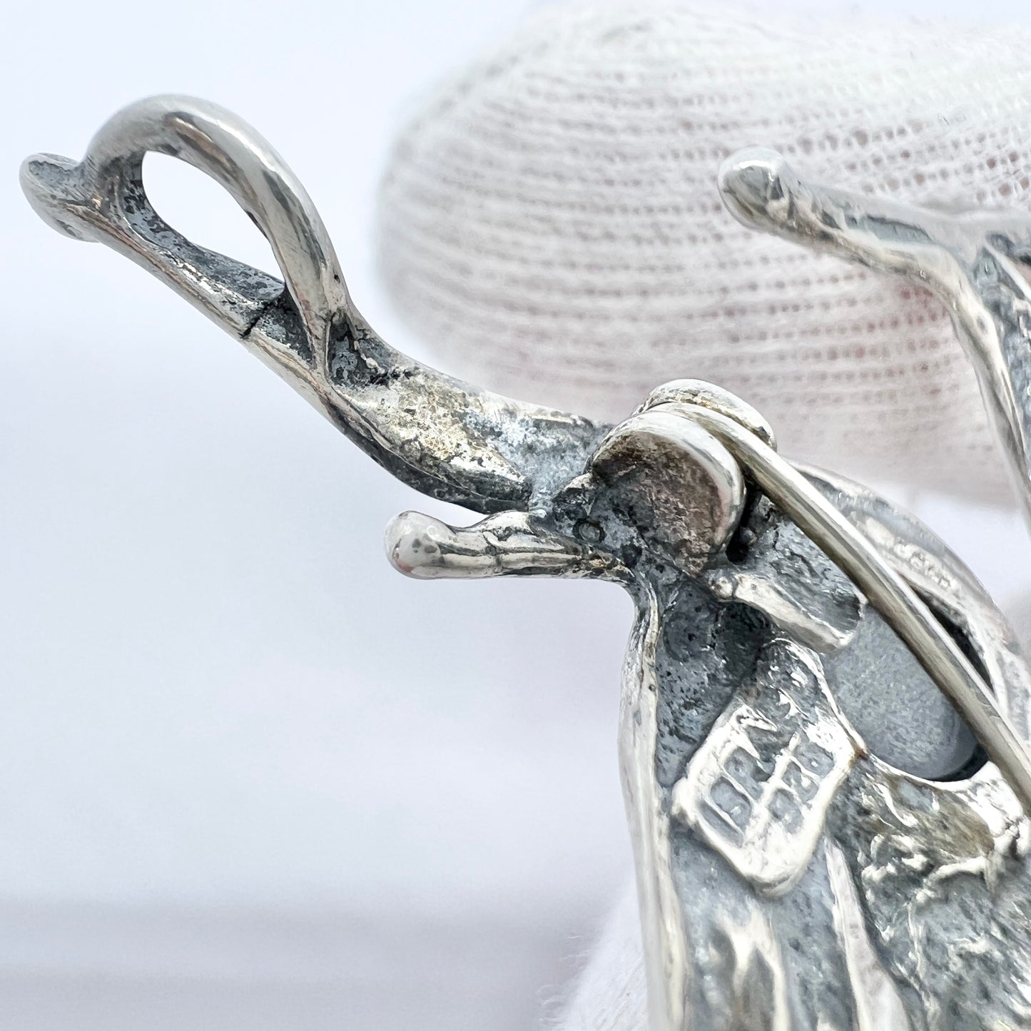 Israel. Vintage Large Sterling Silver Hematite Brooch Pendant.