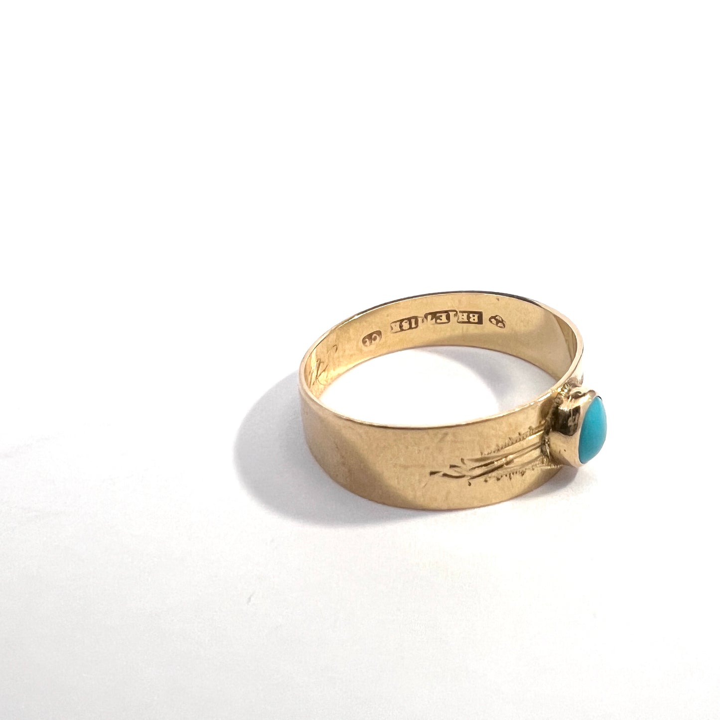 Bernhard Hertz, Sweden 1907. Antique 18k Gold Turquoise Ring.