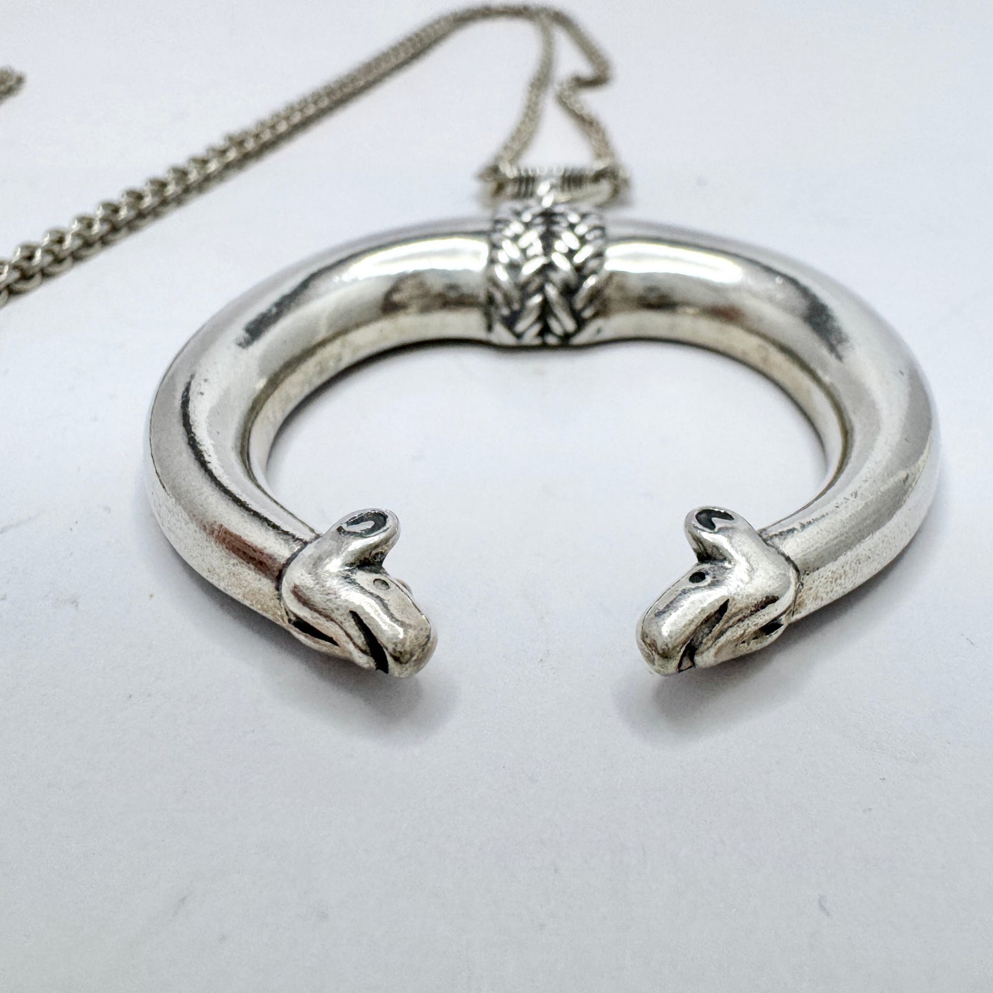 Kalevala Koru, Finland. Large Sterling Silver Pendant Necklace. Hirvenpää