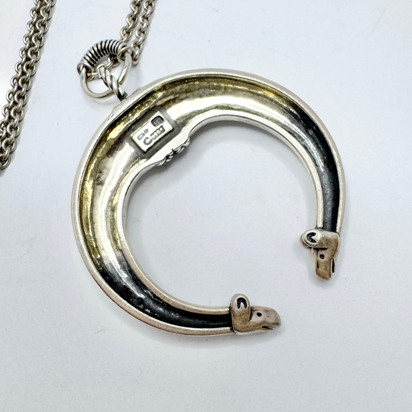 Kalevala Koru, Finland. Large Sterling Silver Pendant Necklace. Hirvenpää