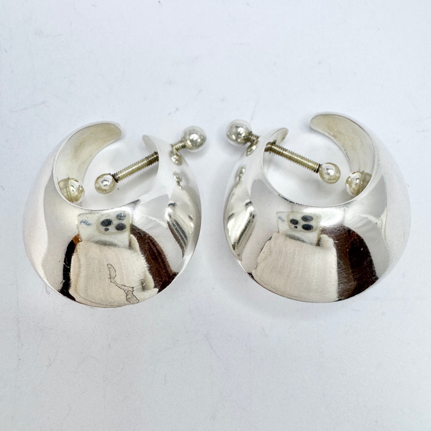 Nanna Ditzel for Georg Jensen Denmark. Vintage Sterling Silver Earrings. Design 126
