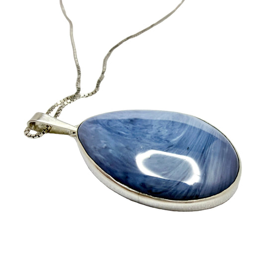 O Nordström, Sweden ca 1970. Solid SIlver Bergslagen-stone Pendant Necklace.