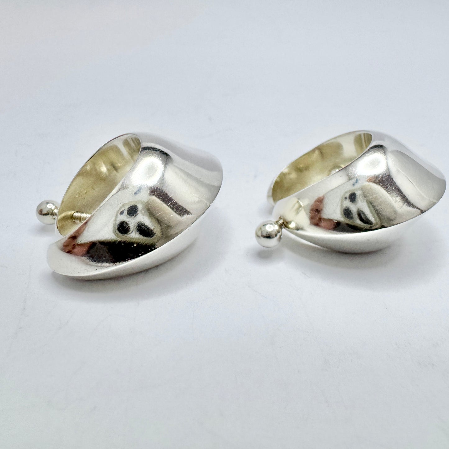 Nanna Ditzel for Georg Jensen Denmark. Vintage Sterling Silver Earrings. Design 126