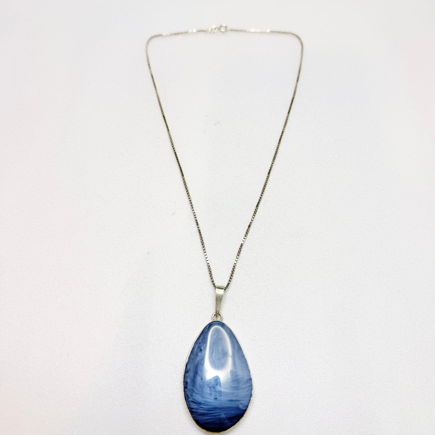 O Nordström, Sweden ca 1970. Solid SIlver Bergslagen-stone Pendant Necklace.