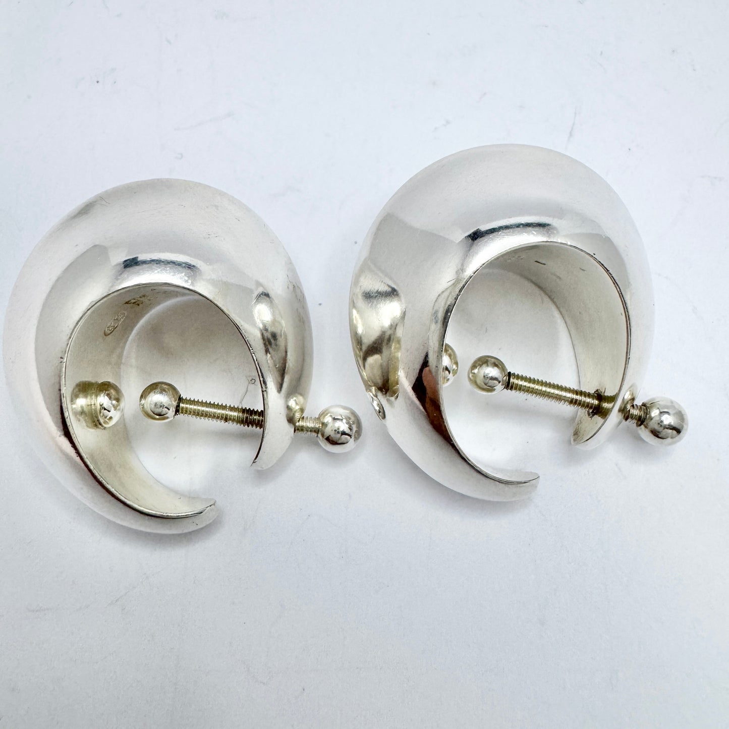 Nanna Ditzel for Georg Jensen Denmark. Vintage Sterling Silver Earrings. Design 126