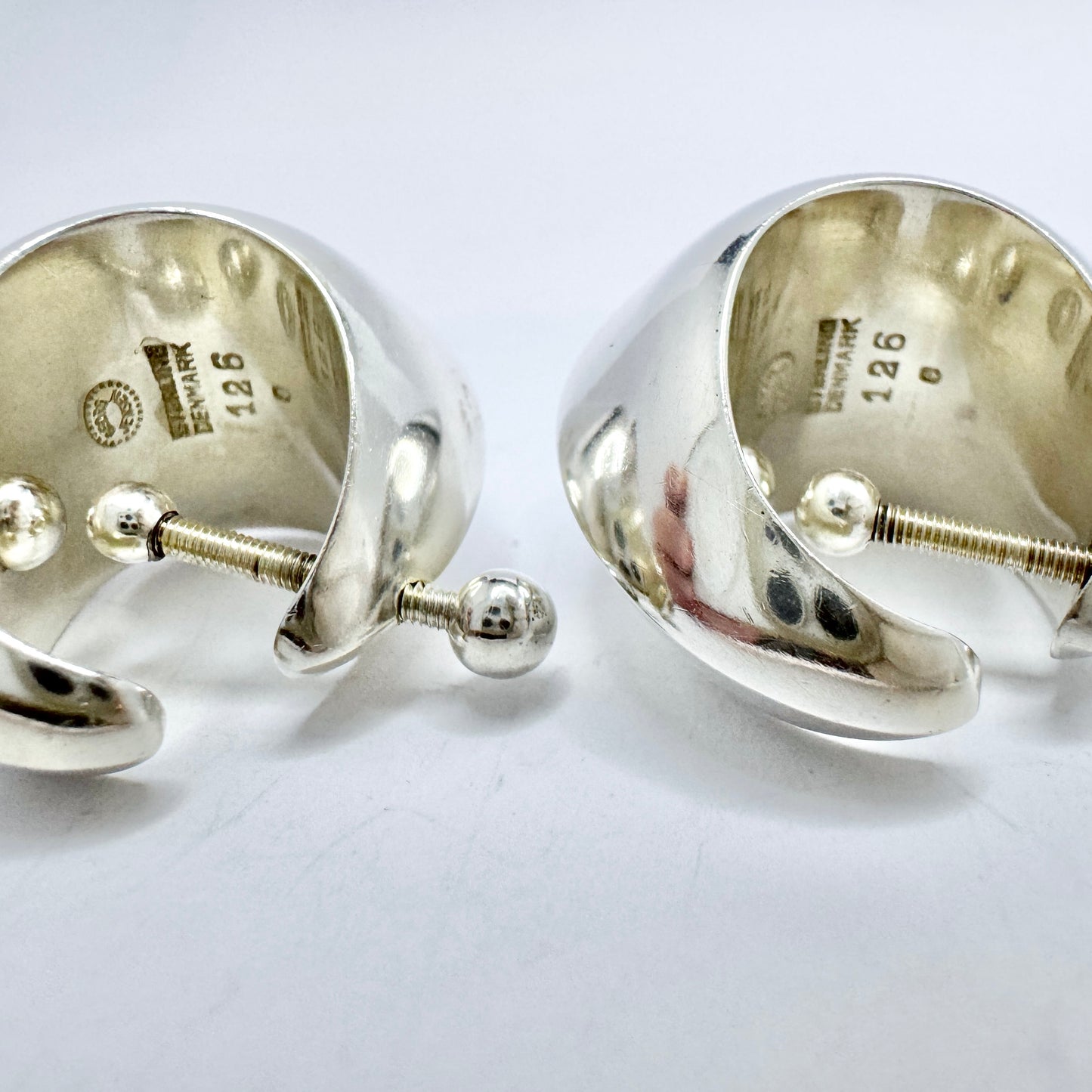 Nanna Ditzel for Georg Jensen Denmark. Vintage Sterling Silver Earrings. Design 126