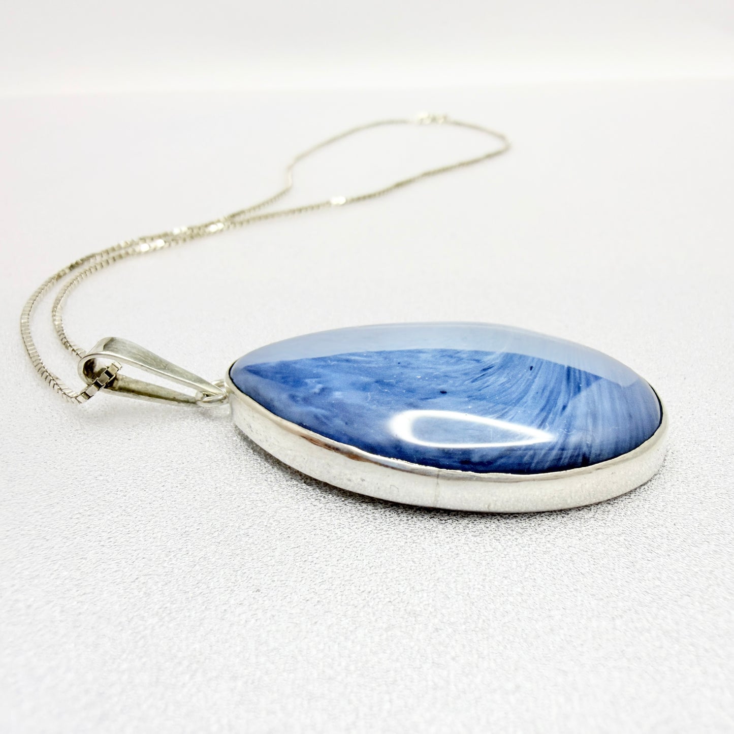 O Nordström, Sweden ca 1970. Solid SIlver Bergslagen-stone Pendant Necklace.