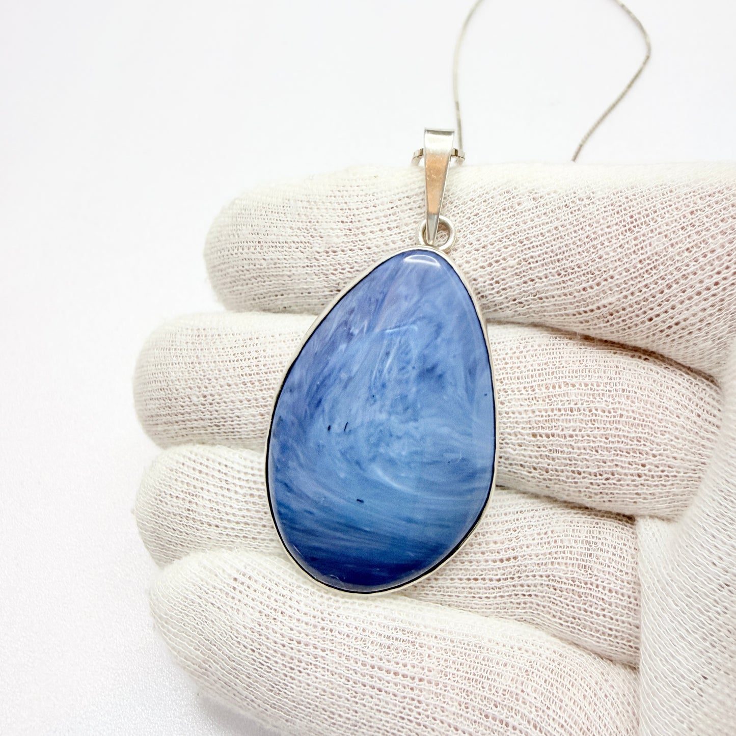 O Nordström, Sweden ca 1970. Solid SIlver Bergslagen-stone Pendant Necklace.