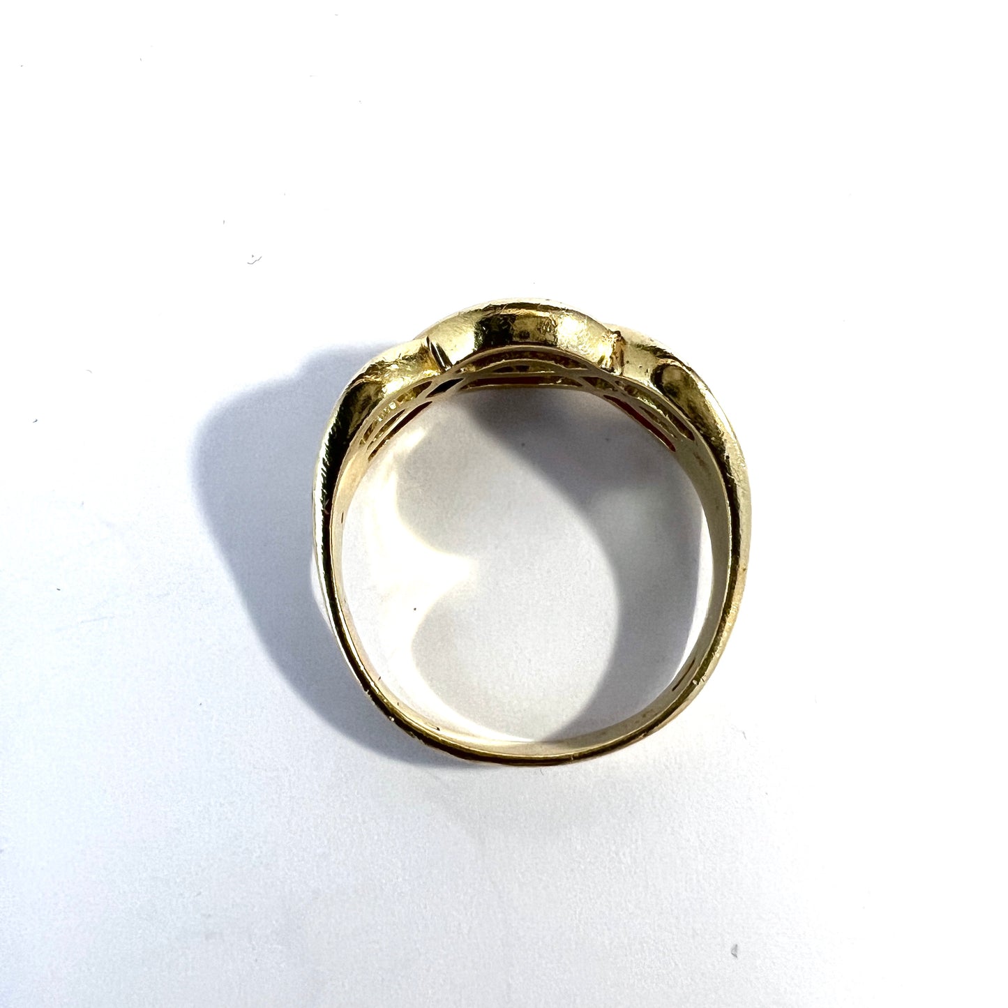 Italy c 1960s. Vintage 18k Gold Diamond Ruby Ring.