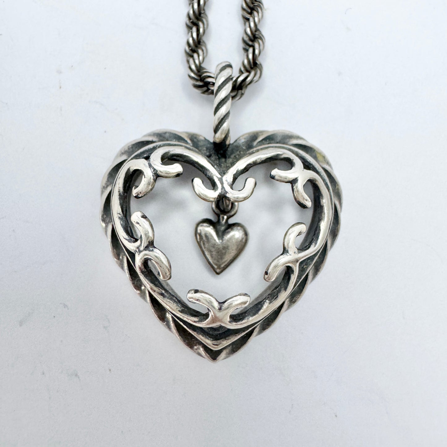 Kalevala Koru, Finland Vintage Sterling Silver Heart Of The House Pendant Necklace