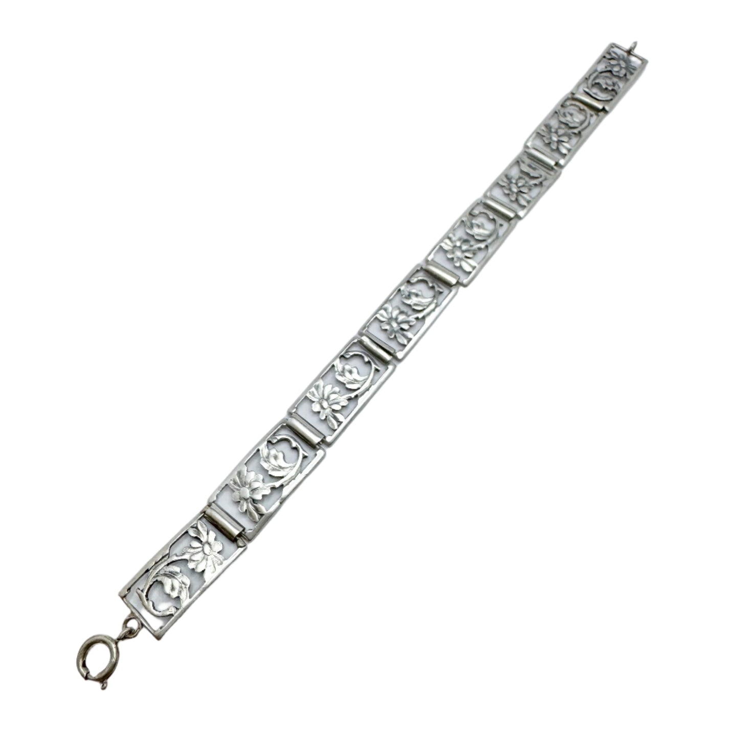 Finland 1943. Rare Vintage War-era Solid Silver Floral Bracelet.