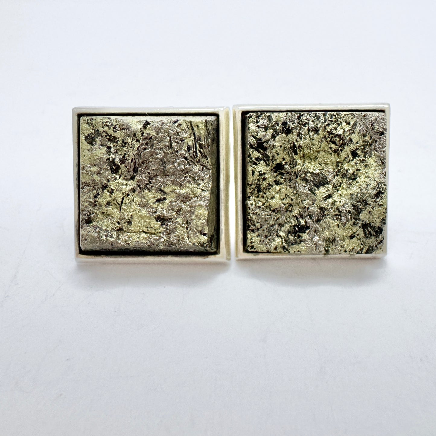 Holger Lindström for Kalevala Koru, Finland 1967. Bold Vintage Solid Silver Hardstone Cufflinkss.