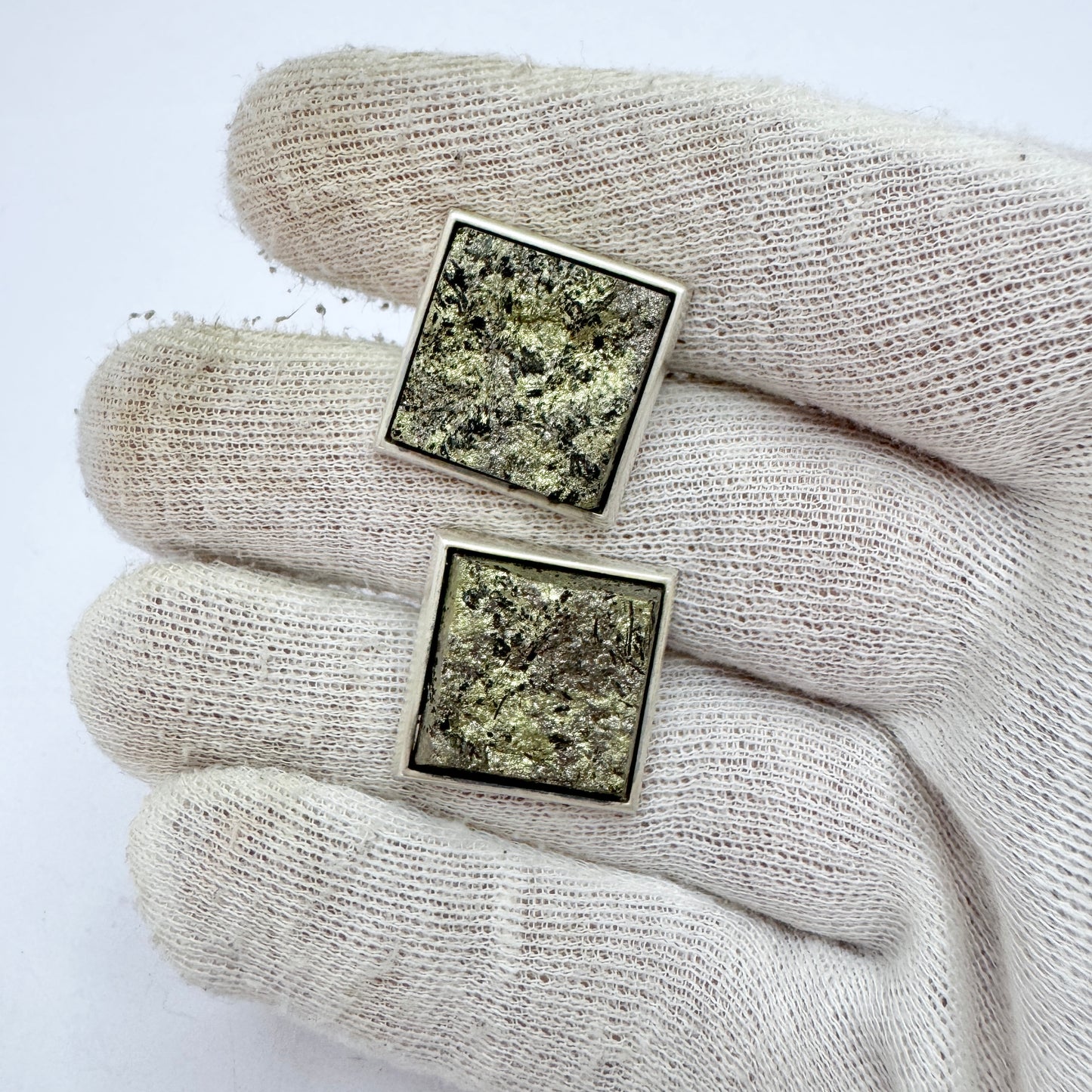 Holger Lindström for Kalevala Koru, Finland 1967. Bold Vintage Solid Silver Hardstone Cufflinkss.