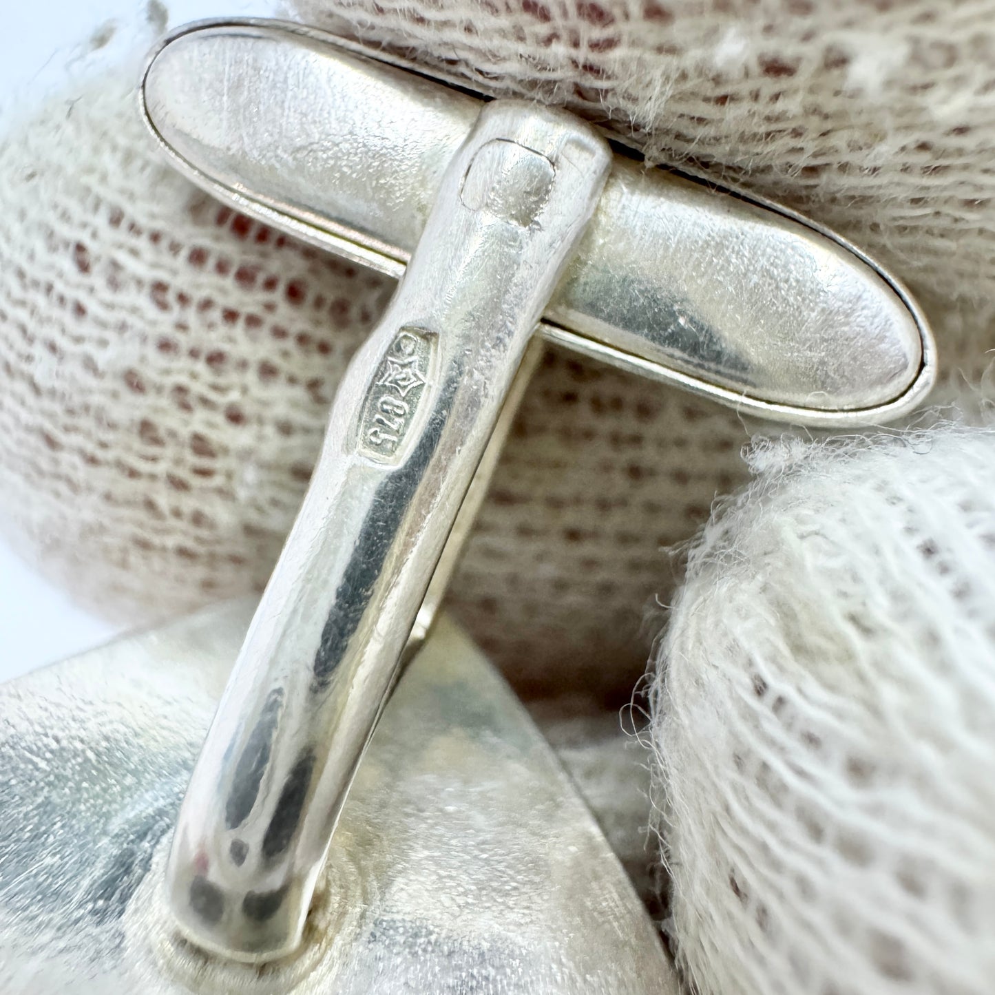 USSR, Soviet-era. Vintage Solid Silver Synthetic Pink Sapphire Cufflinks.