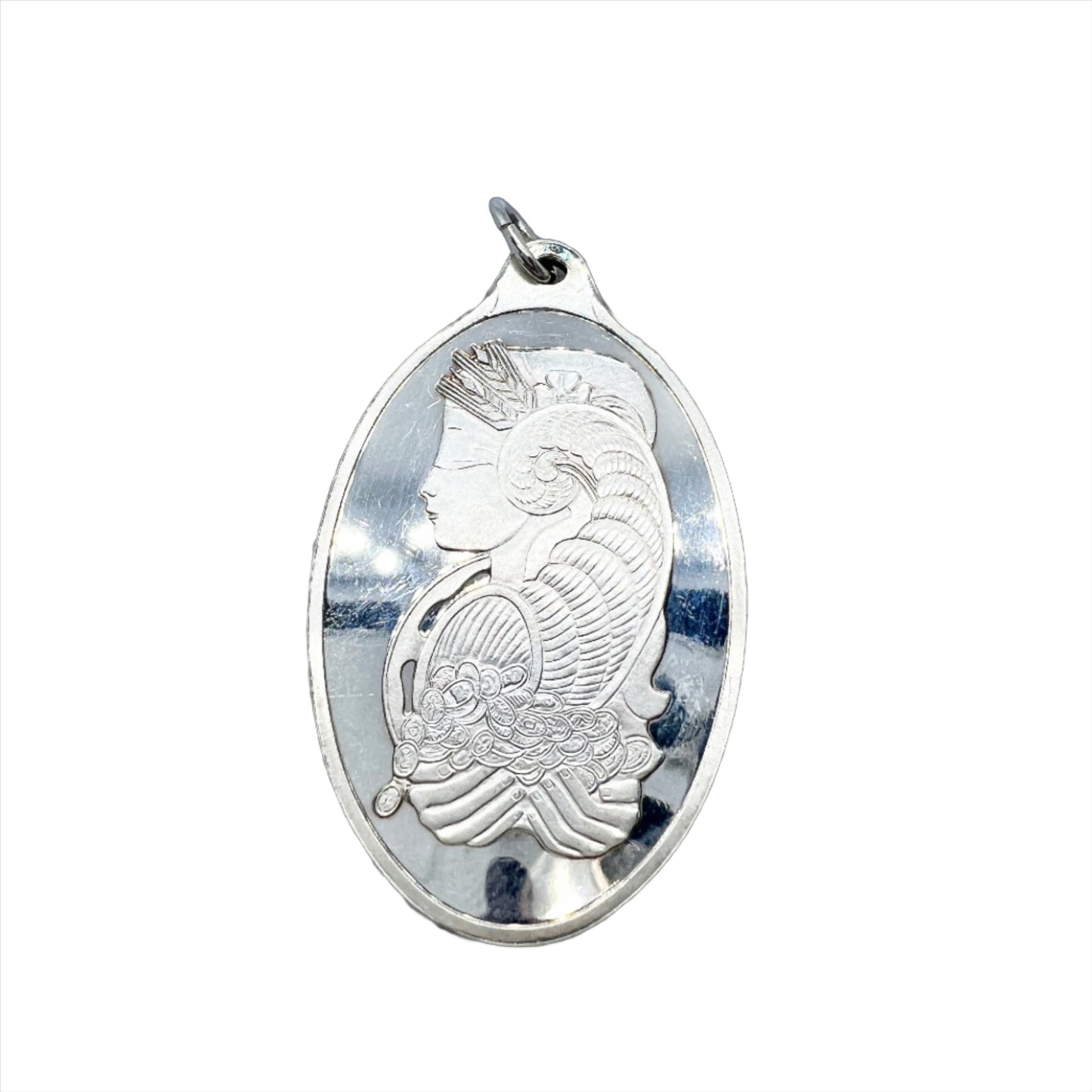 PAMP, Switzerland. 999 Fine Silver Lady Fortuna Pendant.