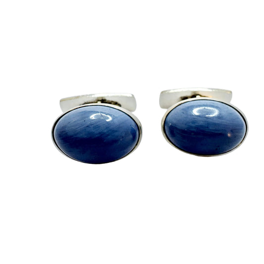 Märta Lindgren, Sweden 1963. Vintage Sterling Silver Bergslagen-stone Cufflinks.