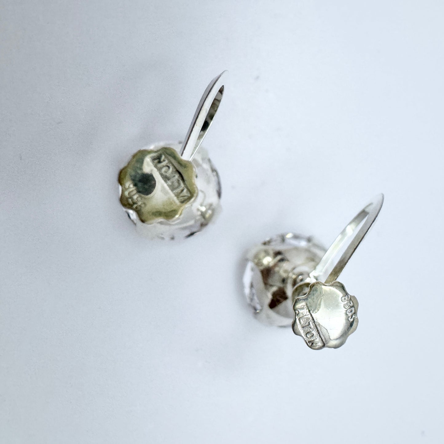 Alton, Sweden. Vintage 1950-60s Solid Silver Rock Crystal Earrings.