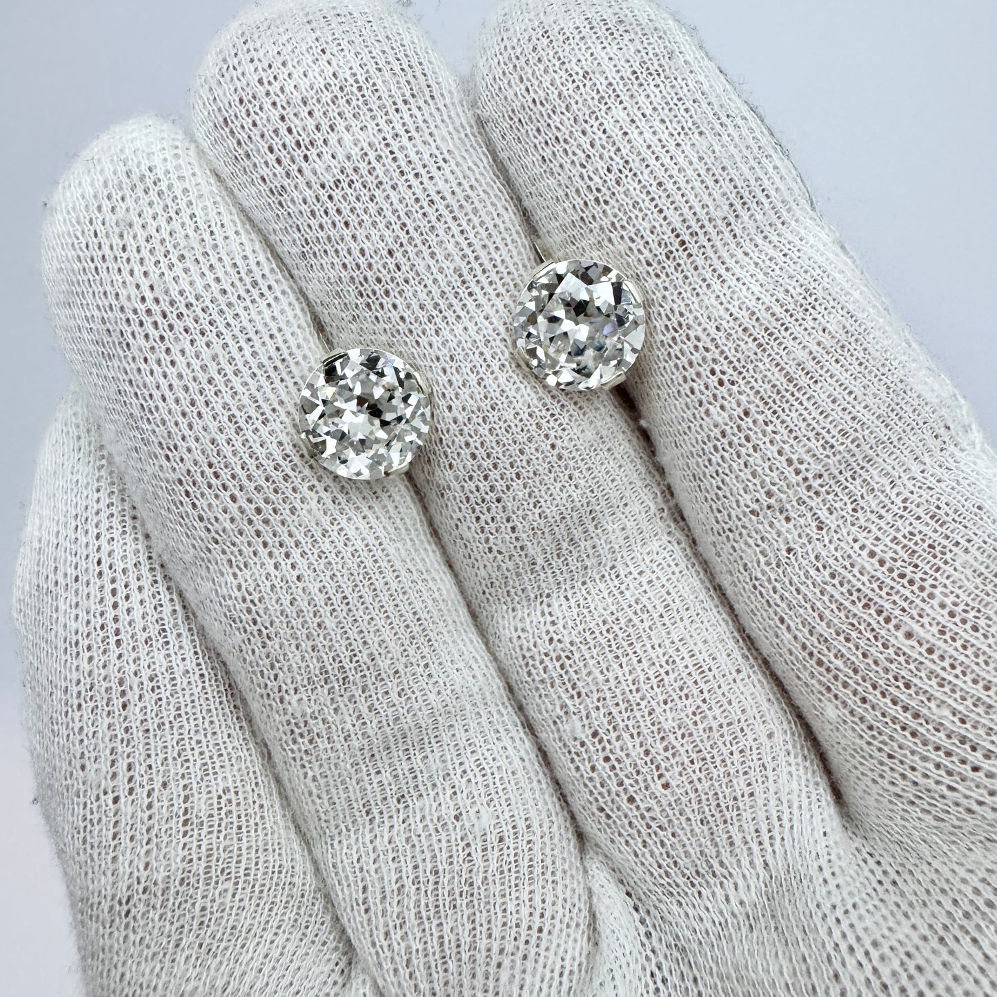 Alton, Sweden. Vintage 1950-60s Solid Silver Rock Crystal Earrings.