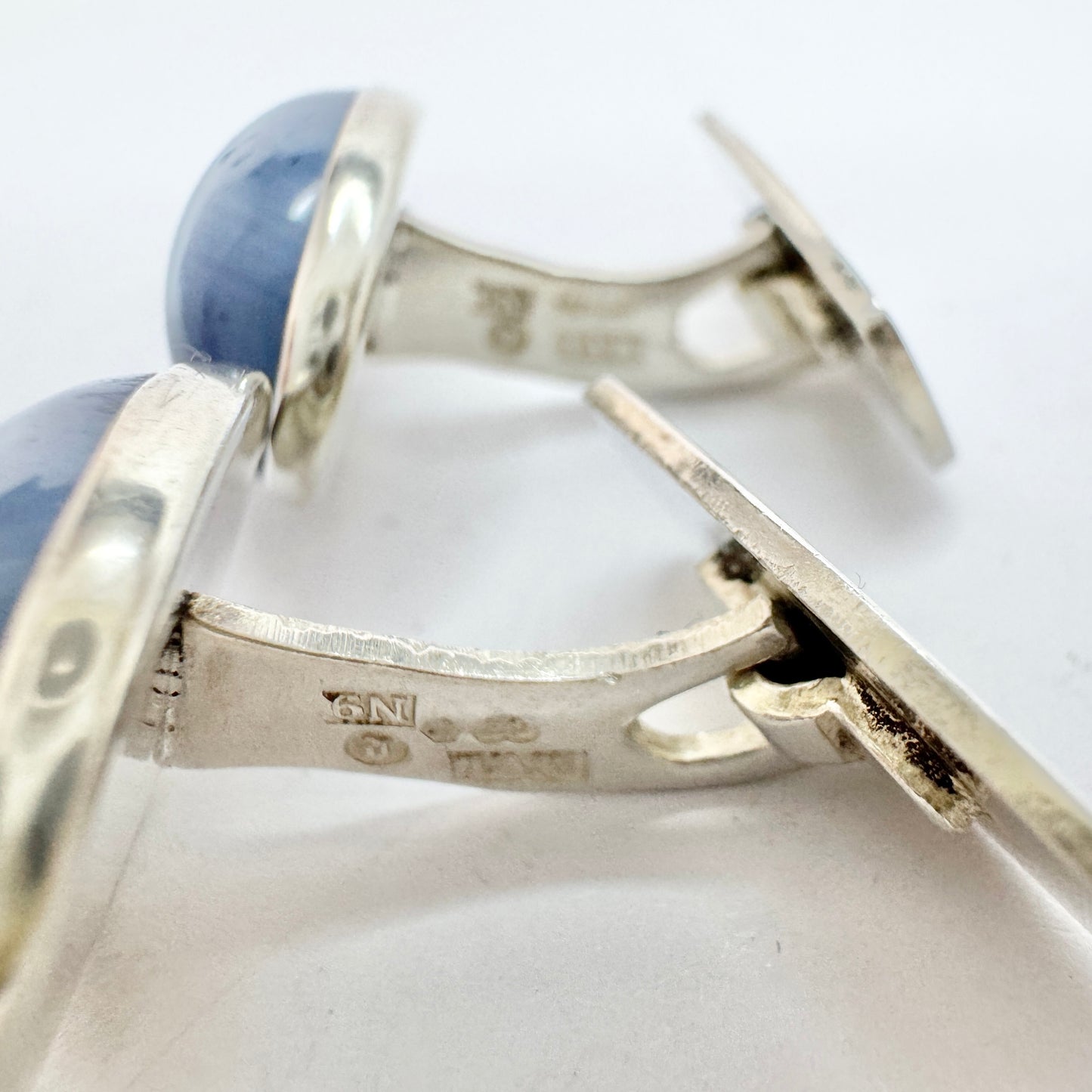 Märta Lindgren, Sweden 1963. Vintage Sterling Silver Bergslagen-stone Cufflinks.