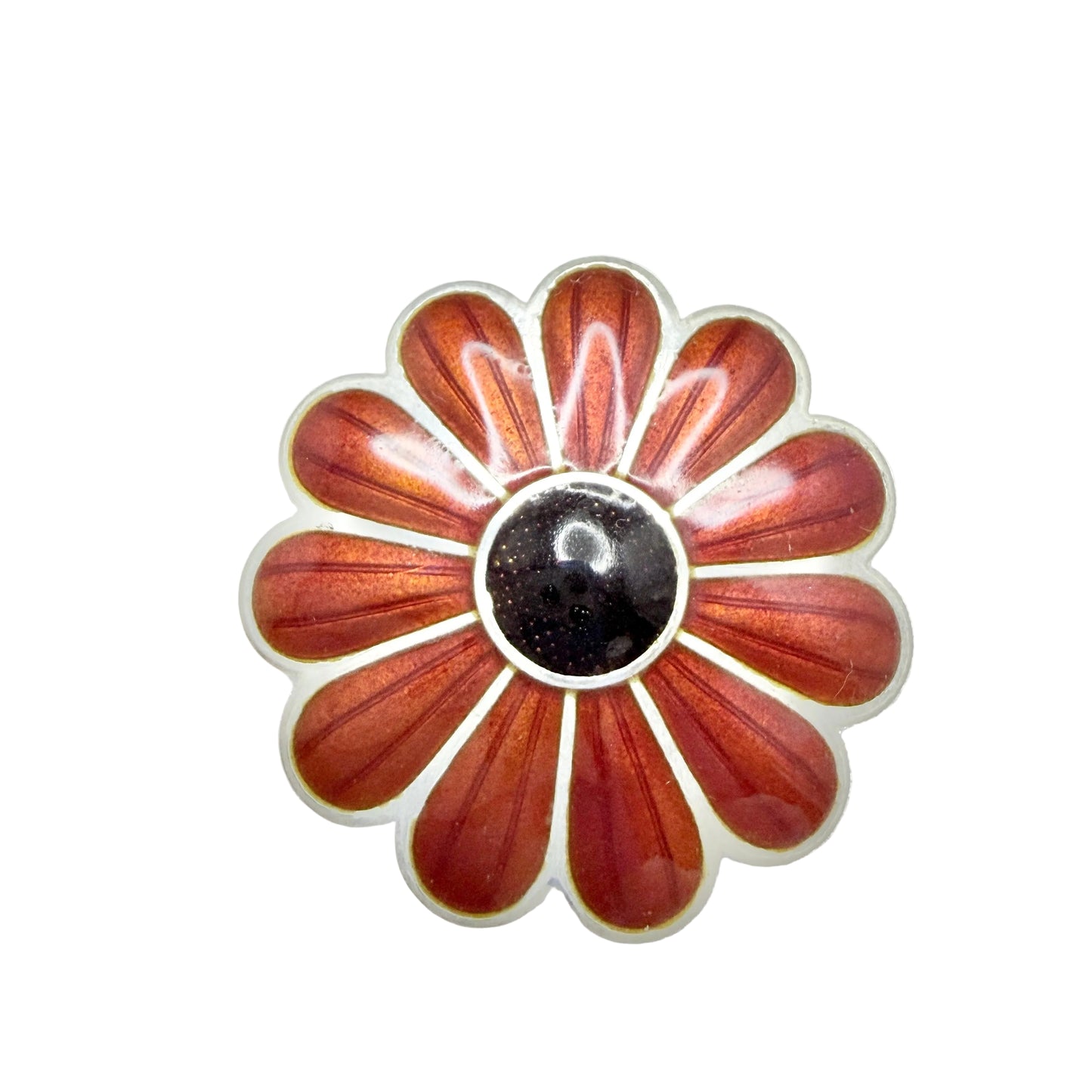 Kalevala Koru, Finland. Vintage Sterling Silver Enamel Flower Brooch Pendant. Design: Flower Meadow