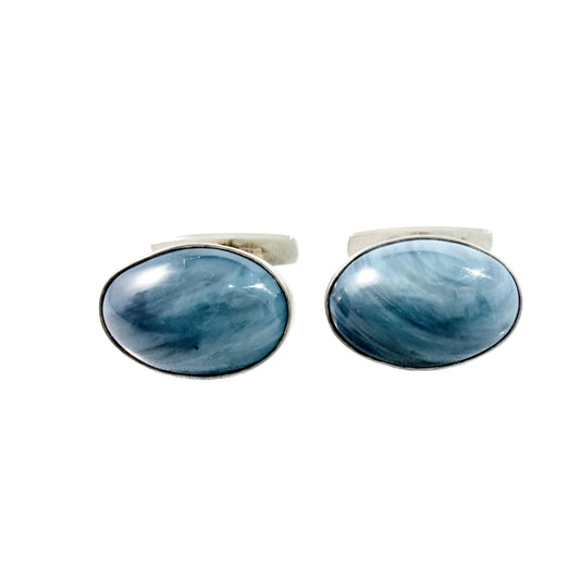 Sweden 1960s. Vintage Solid Silver Bergslagen-stone Cufflinks.