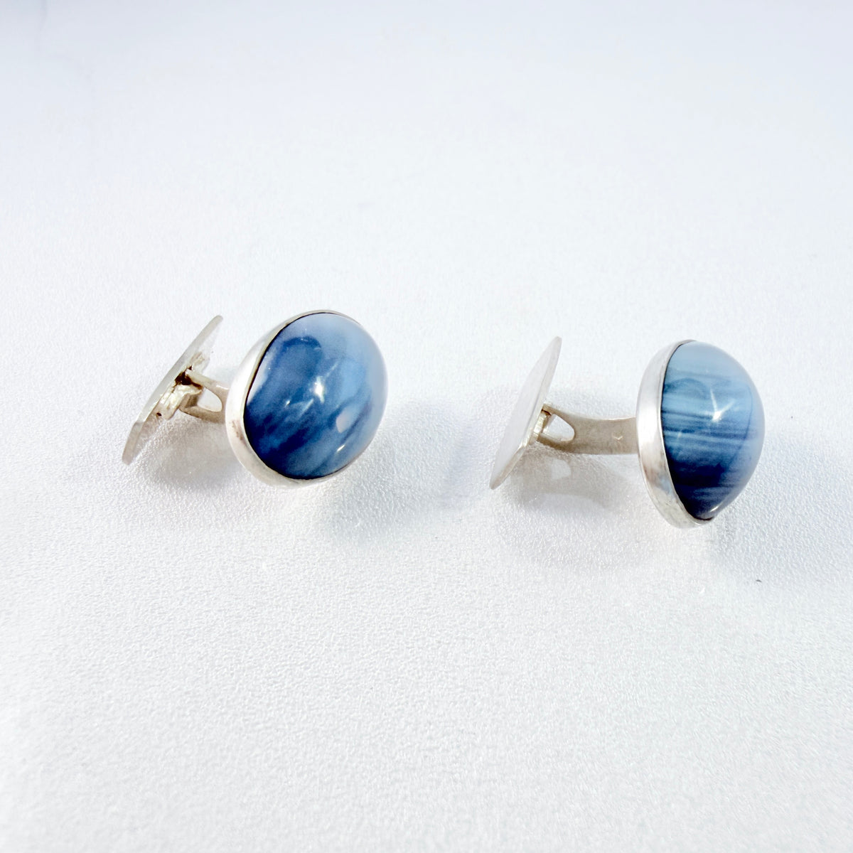 Sweden 1960s. Vintage Solid Silver Bergslagen-stone Cufflinks.