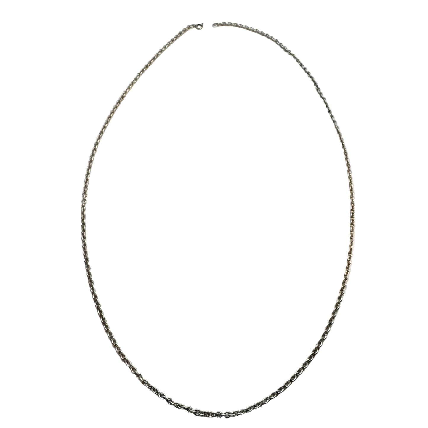 Vintage c 1960s Solid Silver 28in Long Chain Necklace.