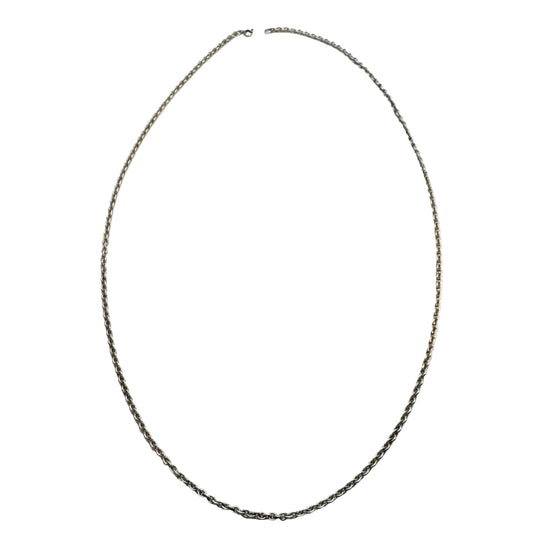 Vintage c 1960s Solid Silver 28in Long Chain Necklace.