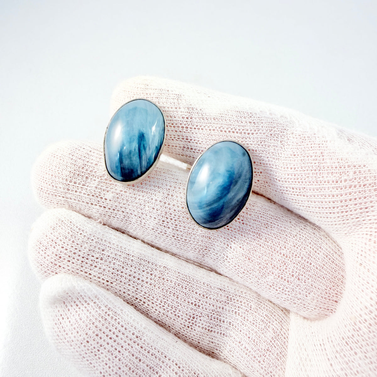 Sweden 1960s. Vintage Solid Silver Bergslagen-stone Cufflinks.